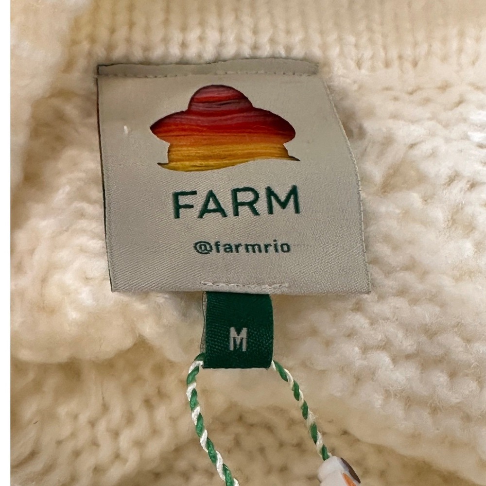 Farm Rio NWT SZMED Chunky Cable Knit PomPom Sweater Dress Cream Convertible Neck - Picture 11 of 16